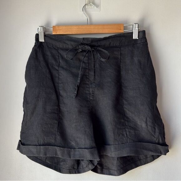 Sleeper Cuffed Linen Black Shorts - Picture 2 of 8